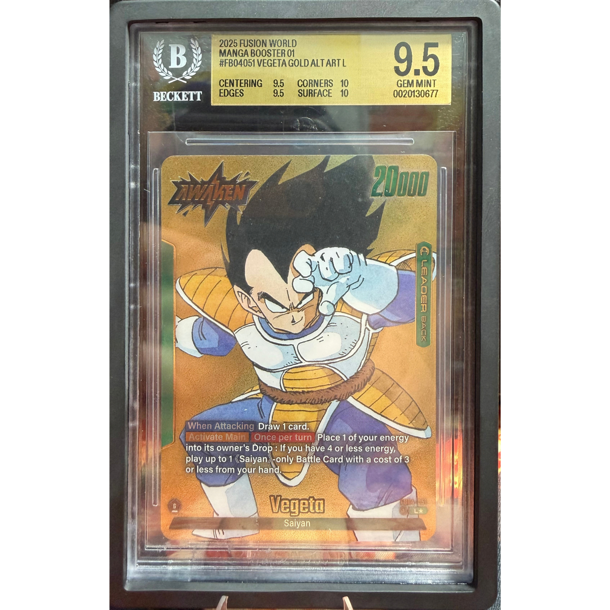 DRAGON BALL VERGETA GOLD ALTERNATE ART SB-01 ENG BGS 9,5