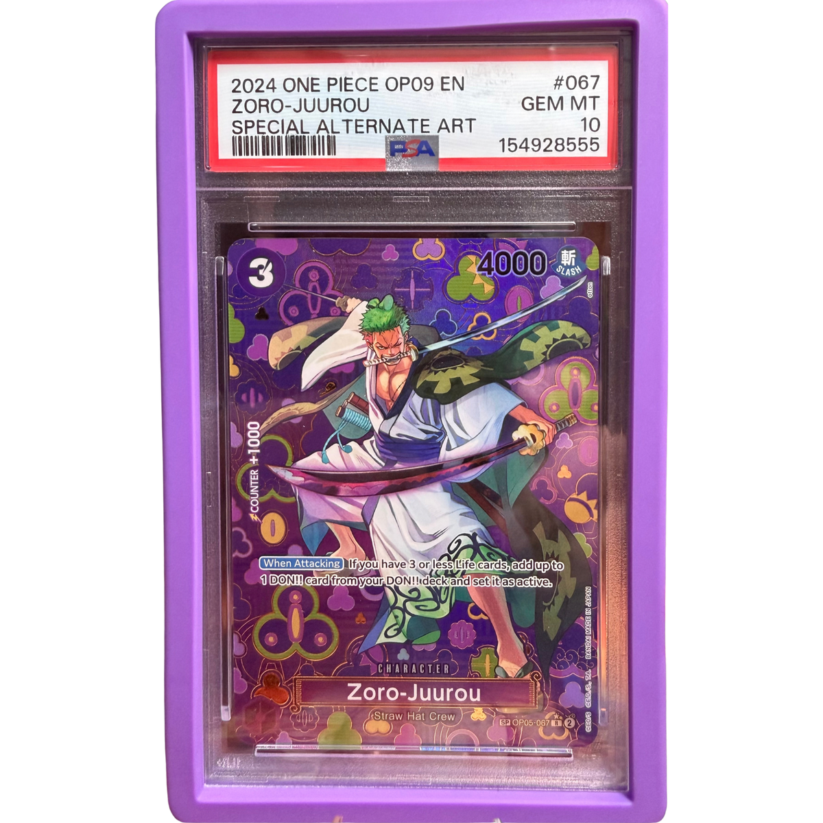 ONE PIECE ZORO JUUROU SP OP-09/067 ENG PSA 10