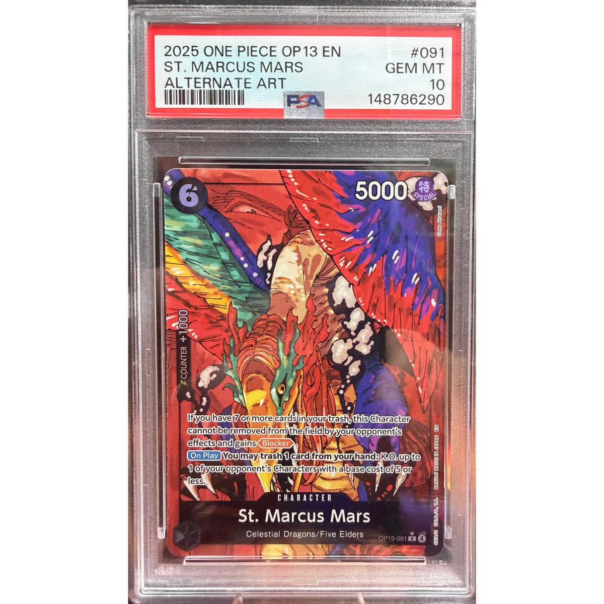 ONE PIECE ST.MARCUS MARS RARE ALTERNATE ART OP-13/091 ENG PSA 10