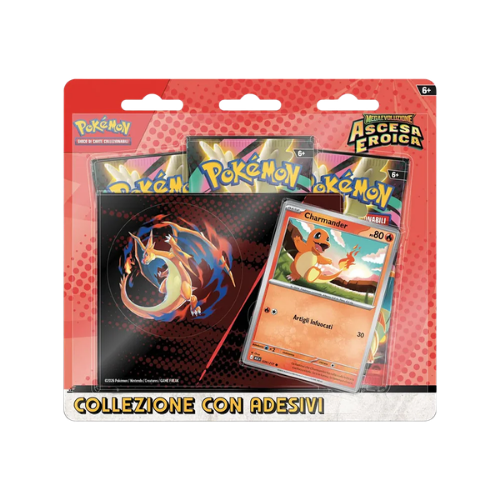 MEGAEVOLUZIONE ASCESA EROICA BLISTER 3 PACKS COLLEZIONE CON ADESIVI CHARMANDER PROMO CARD (IT)