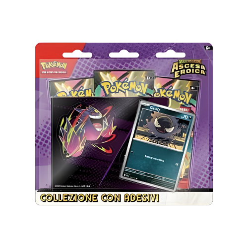 MEGAEVOLUZIONE ASCESA EROICA BLISTER 3 PACKS COLLEZIONE CON ADESIVI GASTLY PROMO CARD (IT)