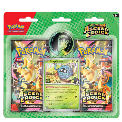 MEGAEVOLUZIONE ASCESA EROICA BLISTER 2 PACKS COLLEZIONE CON MONETA ERIKA PROMO CARD TANGELA DI ERIKA (IT)