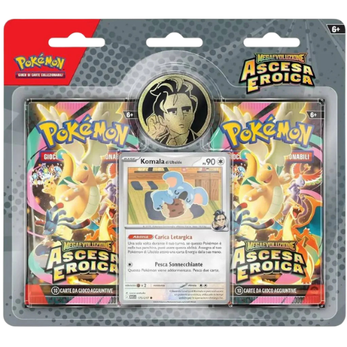 MEGAEVOLUZIONE ASCESA EROICA BLISTER 2 PACKS COLLEZIONE CON MONETA UBALDO PROMO CARD KOMALA DI UBALDO (IT)