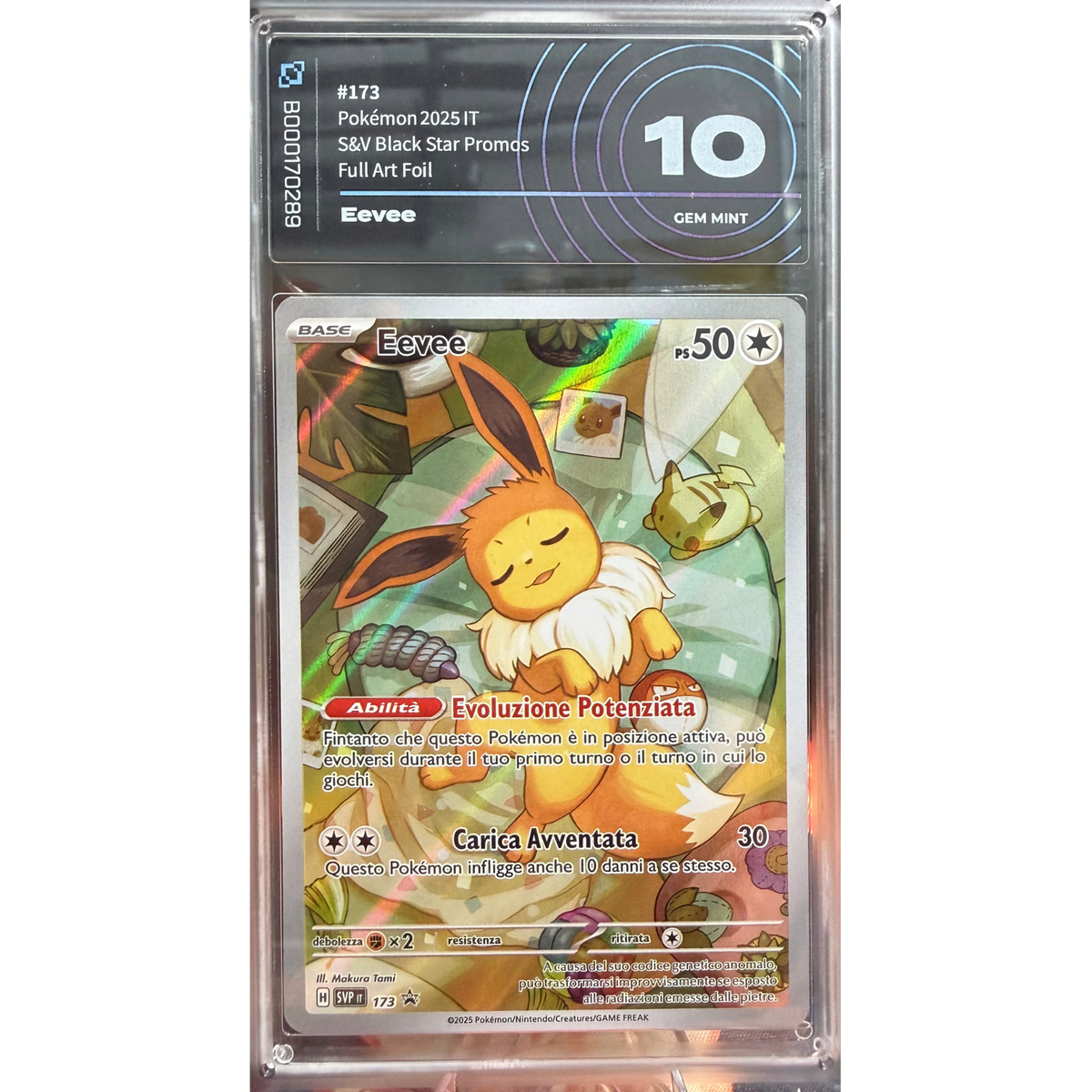 POKEMON EEVEE #173 FULL ART FOIL S&V BLACK STARS PROMO ITA AIGRADING 10