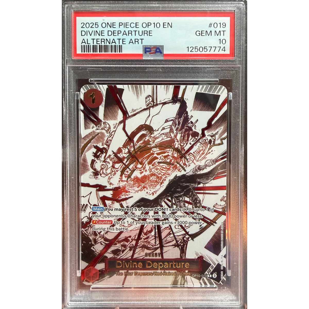 ONE PIECE DIVINE DEPARTURE #019 ALTERNATE ART OP-10 PSA 10