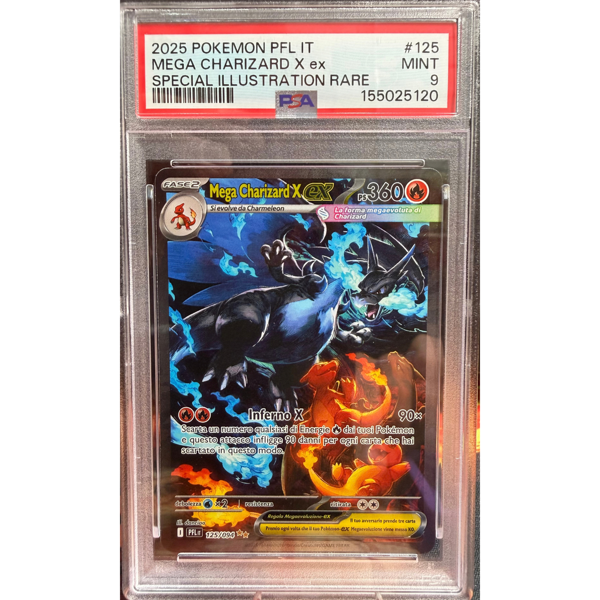 POKEMON MEGA CHARIZARD X EX SPECIAL ILLUSTRATION RARE #125 FIAMME SPETTRALI ITA PSA 9