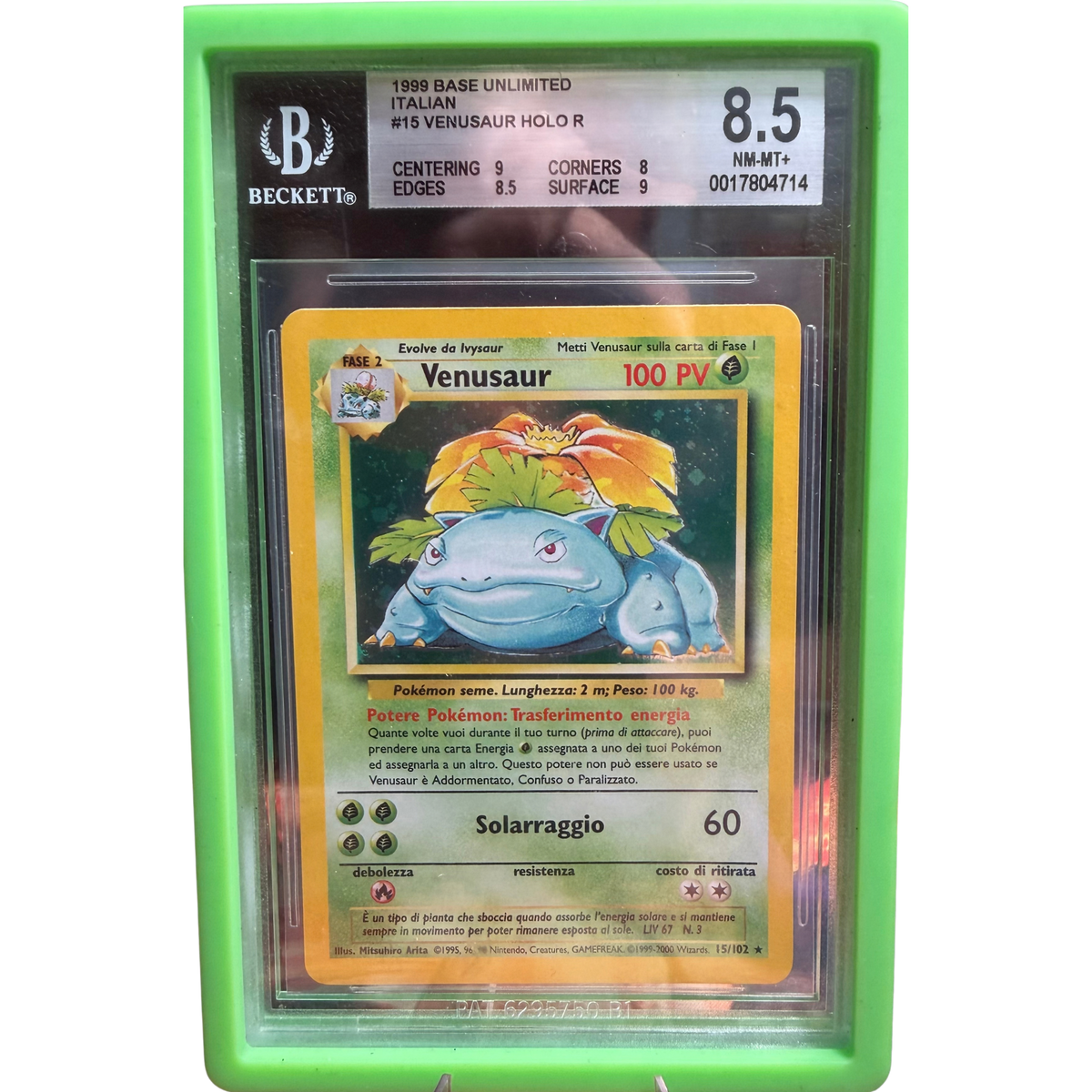 POKEMON VENUSAUR HOLO R #15 SET BASE ITA BGS 8,5