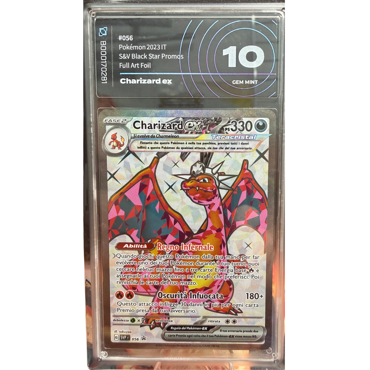 POKEMON CHARIZARD EX #056 FULL ART FOIL S&V BLACK STAR PROMO ITA AIGRADING 10