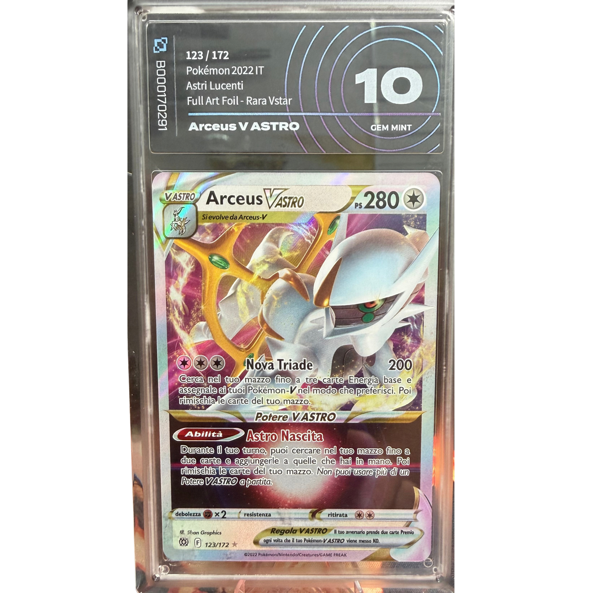 POKEMON ARCEUS RARA V STAR #123 ASTRI LUCENTI ITA AIGRADING 10