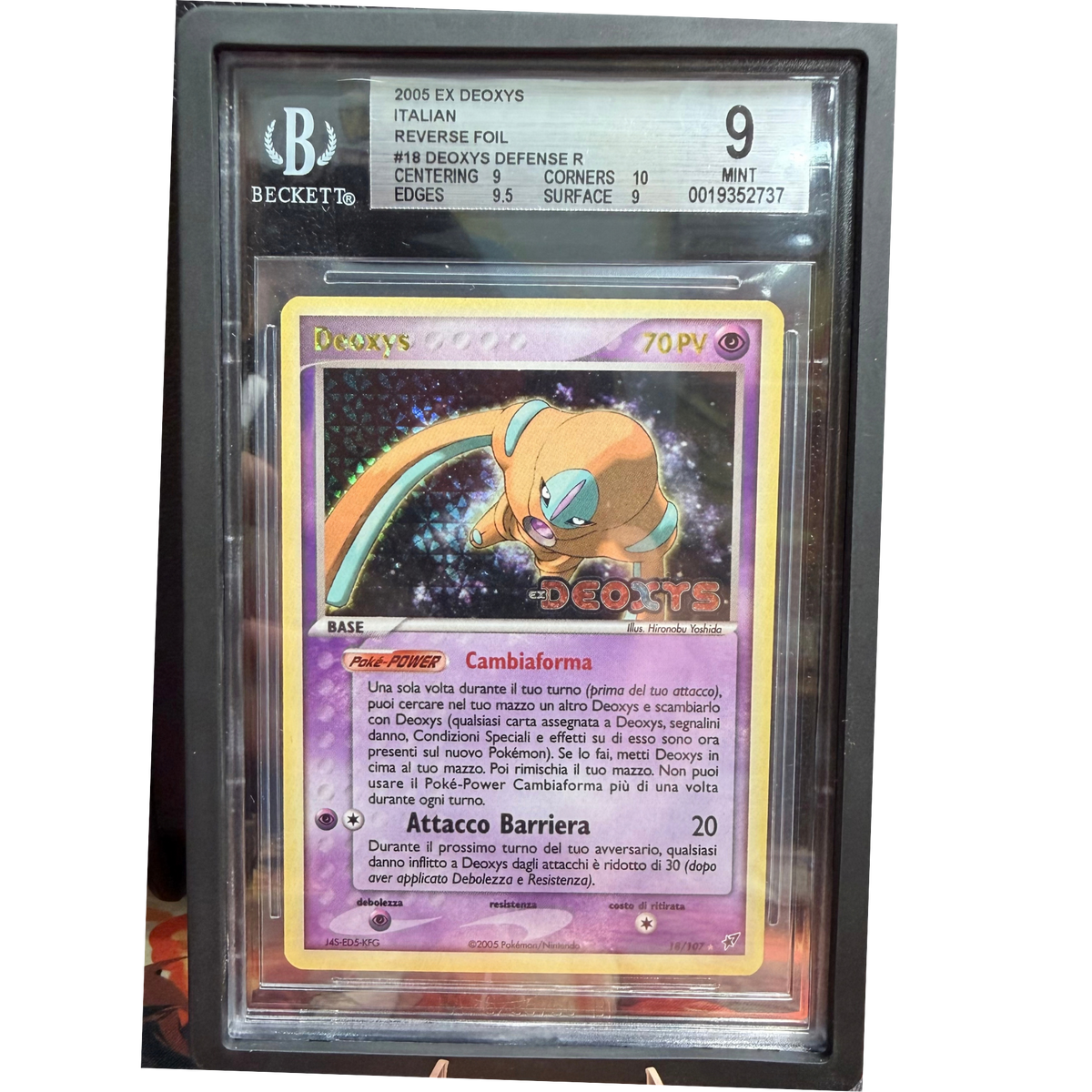 POKEMON DEOXYS EX REVERSE FOIL #18/107 DEOXYS DEFENSE R ITA BGS 9
