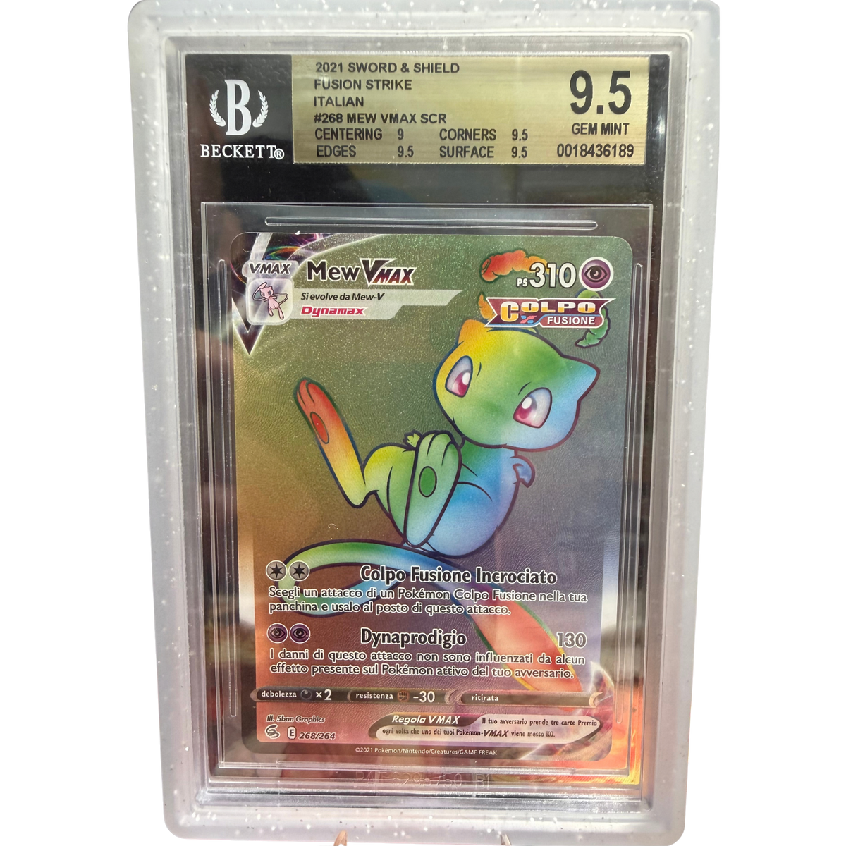 POKEMON MEW VMAX SCR #268/264 SPADA & SCUDO COLPO FUSIONE ITA BGS 9,5